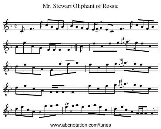 Mr. Stewart Oliphant of Rossie - staff notation