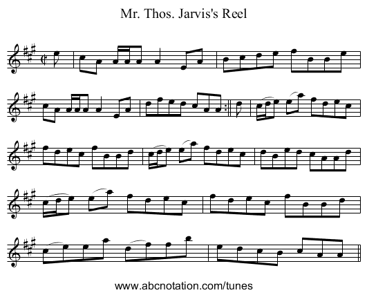 Mr. Thos. Jarvis's Reel - staff notation