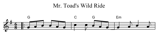 Mr. Toad's Wild Ride - staff notation