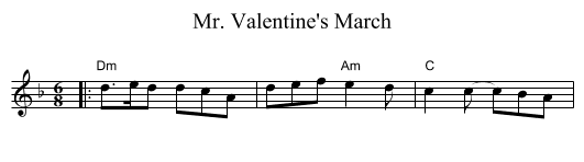 Mr. Valentine's March - staff notation