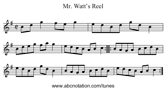 Mr. Watt’s Reel - staff notation