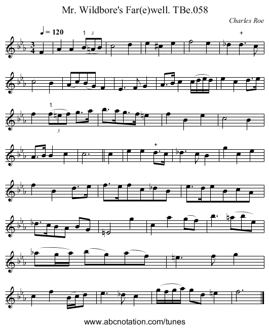 Mr. Wildbore's Far(e)well. TBe.058 - staff notation