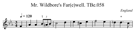 Mr. Wildbore's Far(e)well. TBe.058 - staff notation