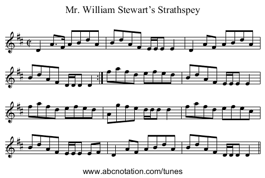 Mr. William Stewart’s Strathspey - staff notation