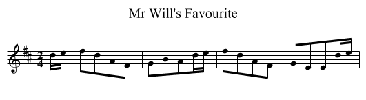 Mr Will's Favourite - staff notation