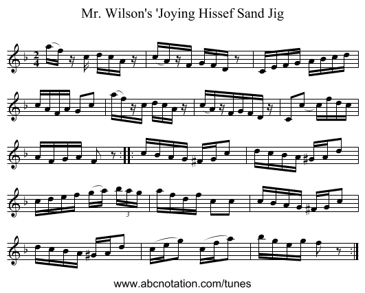Mr. Wilson's 'Joying Hissef Sand Jig - staff notation