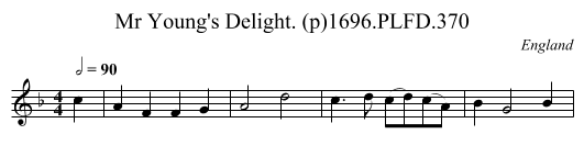 Mr Young's Delight. (p)1696.PLFD.370 - staff notation