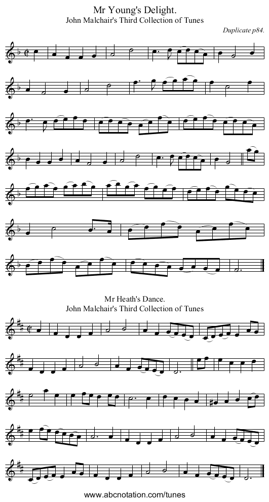 Mr Young's Delight. - staff notation