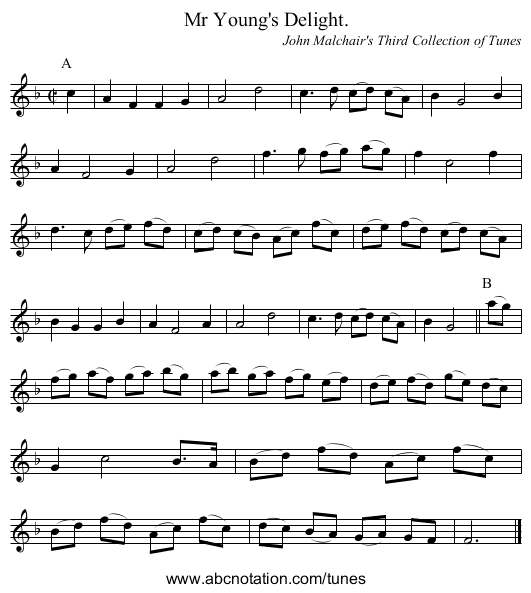 Mr Young's Delight. - staff notation