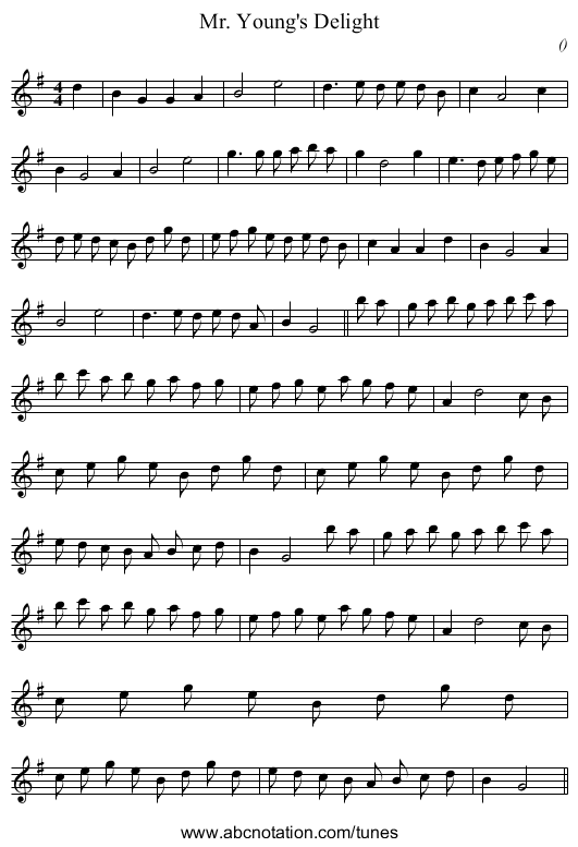 Mr. Young's Delight - staff notation