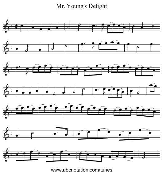 Mr. Young's Delight - staff notation