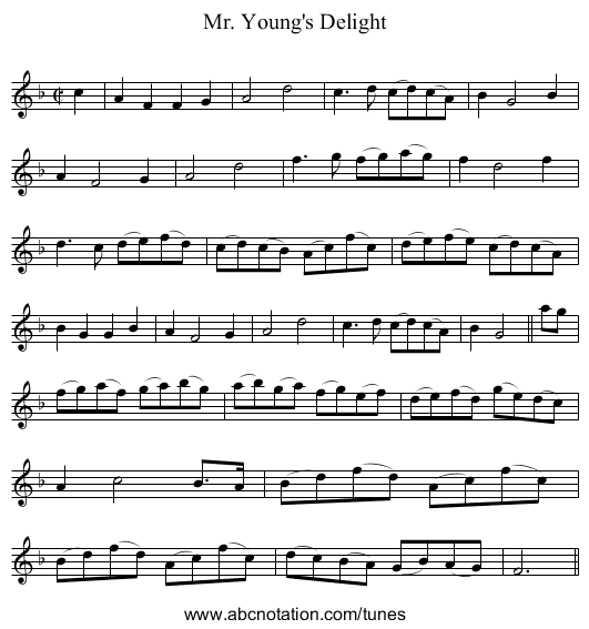 Mr. Young's Delight - staff notation