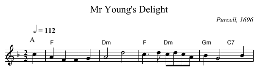 Mr Young's Delight - staff notation