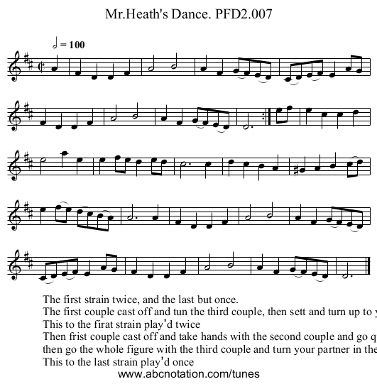 Mr.Heath's Dance. PFD2.007 - staff notation