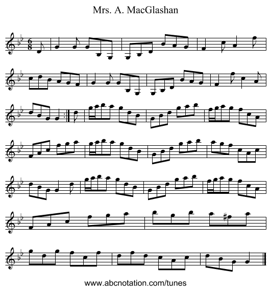 Mrs. A. MacGlashan - staff notation