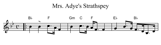Mrs. Adye's Strathspey - staff notation