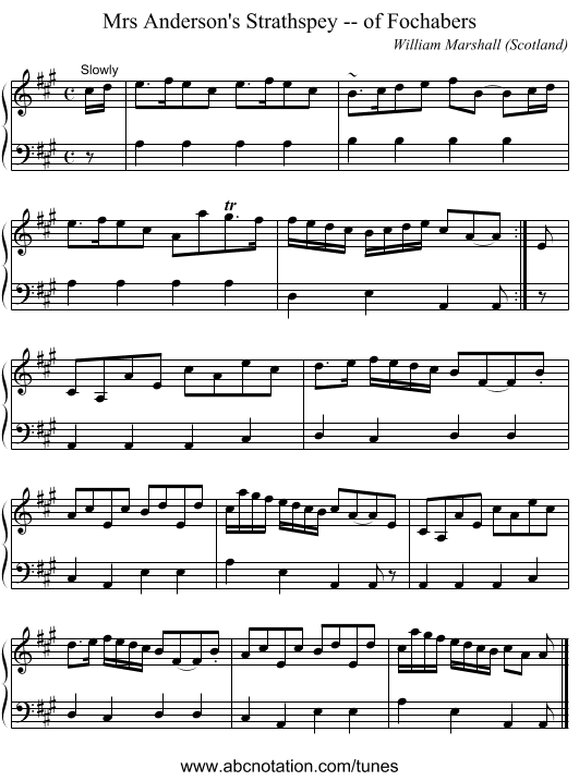 Mrs Anderson's Strathspey -- of Fochabers - staff notation
