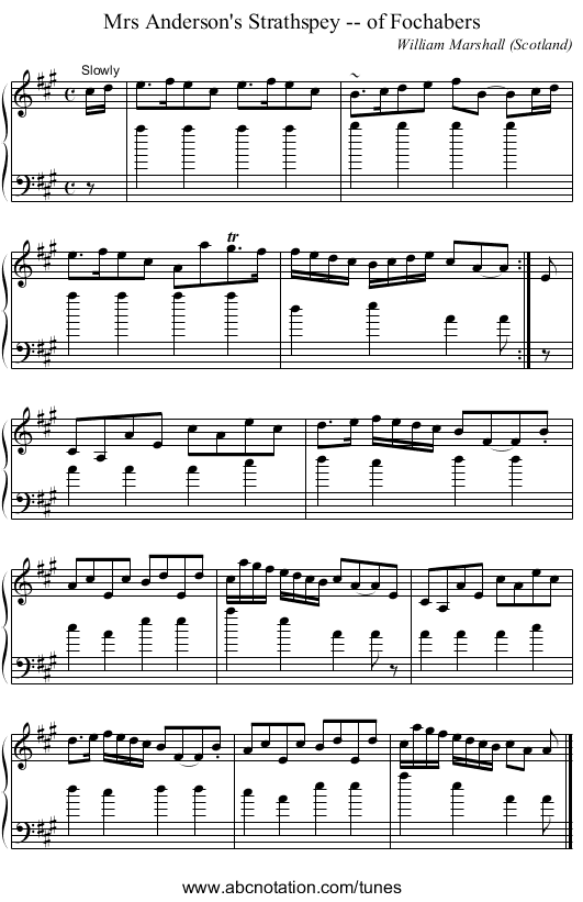 Mrs Anderson's Strathspey -- of Fochabers - staff notation