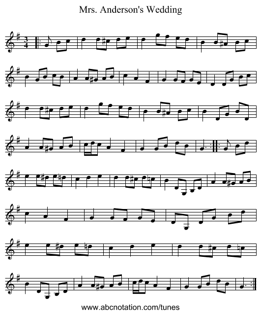 Mrs. Anderson's Wedding - staff notation