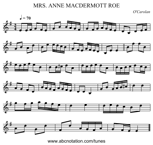 MRS. ANNE MACDERMOTT ROE - staff notation