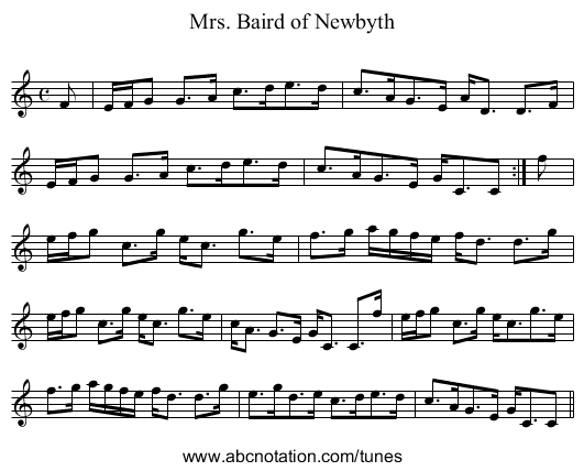 Mrs. Baird of Newbyth - staff notation