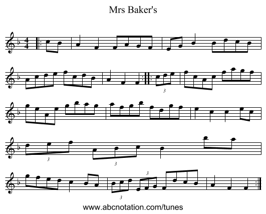 Mrs Baker's - staff notation