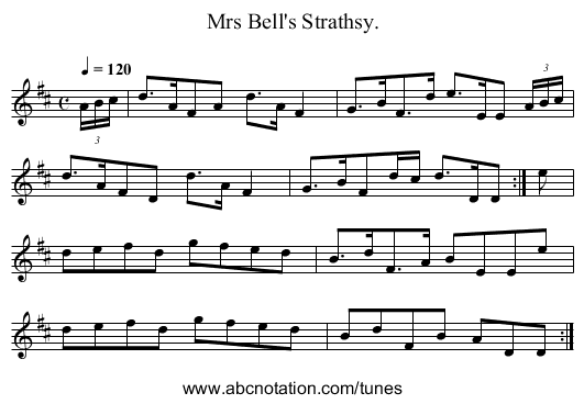 Mrs Bell's Strathsy. - staff notation