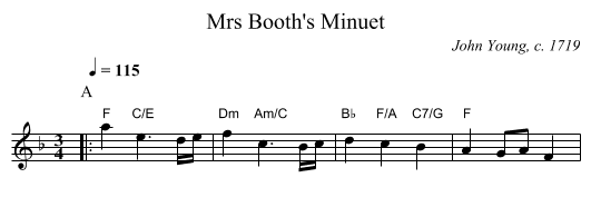 Mrs Booth's Minuet - staff notation