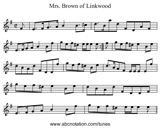 Mrs. Brown of Linkwood - staff notation
