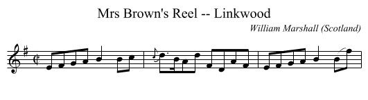 Mrs Brown's Reel -- Linkwood - staff notation