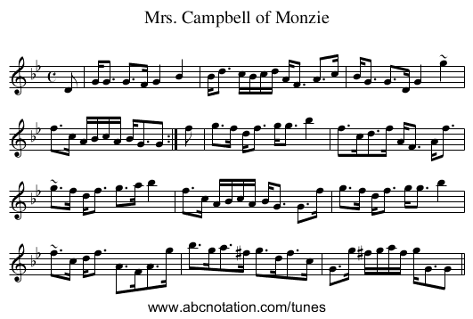 Mrs. Campbell of Monzie - staff notation