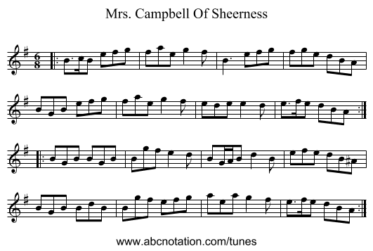 Mrs. Campbell Of Sheerness - staff notation