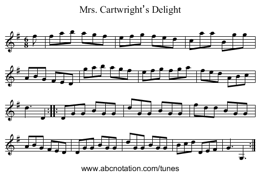 Mrs. Cartwright’s Delight - staff notation