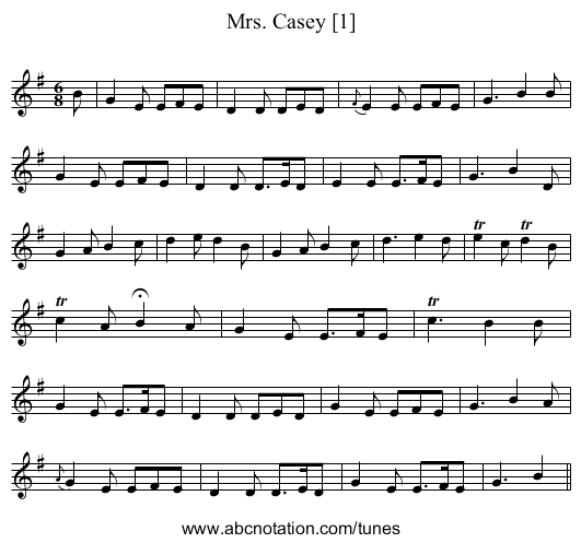 Mrs. Casey [1] - staff notation