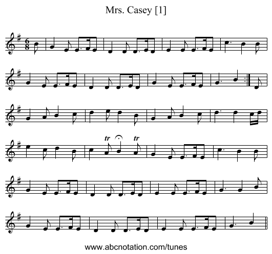 Mrs. Casey [1] - staff notation