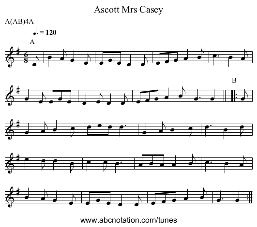 Mrs Casey, Ascott - staff notation