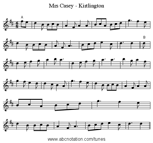Mrs Casey - Kirtlington - staff notation