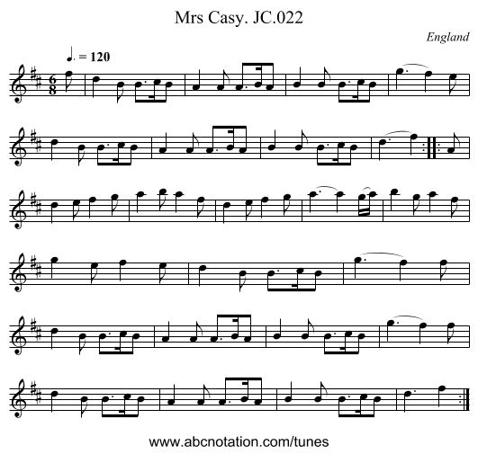 Mrs Casy. JC.022 - staff notation