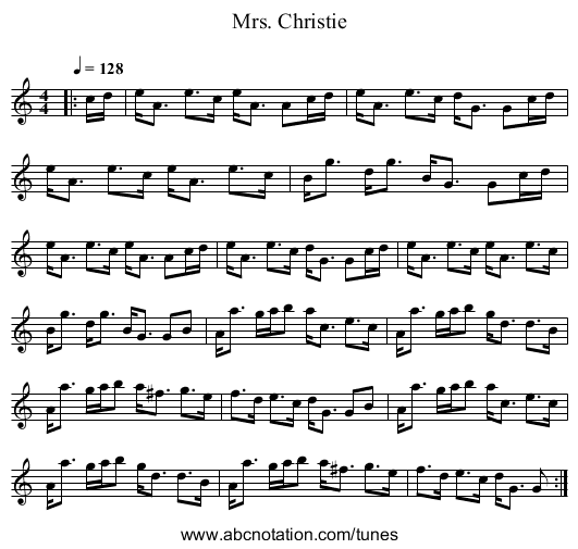Mrs. Christie - staff notation