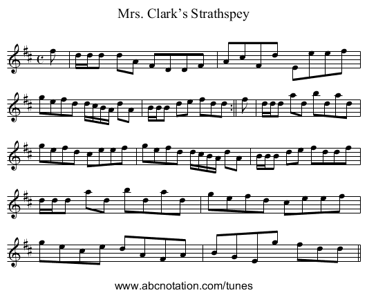 Mrs. Clark’s Strathspey - staff notation