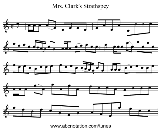 Mrs. Clark's Strathspey - staff notation