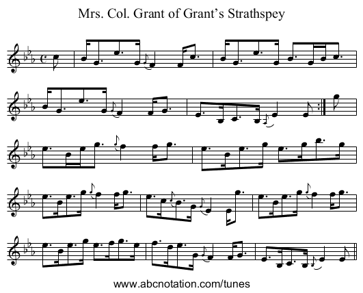 Mrs. Col. Grant of Grant’s Strathspey - staff notation