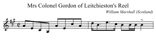 Mrs Colonel Gordon of Leitchieston's Reel - staff notation