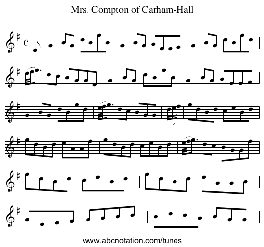 Mrs. Compton of Carham-Hall - staff notation