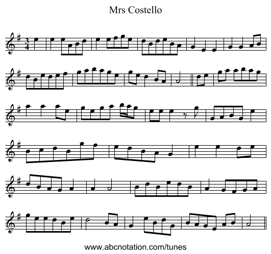 Mrs Costello - staff notation