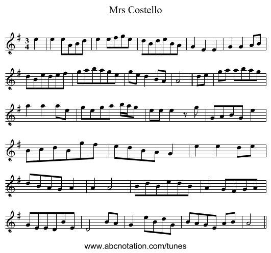 Mrs Costello - staff notation
