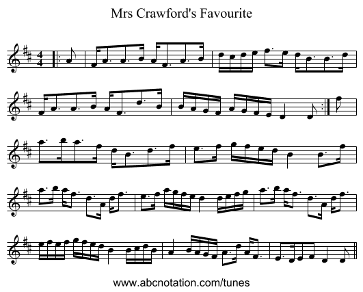 Mrs Crawford's Favourite - staff notation