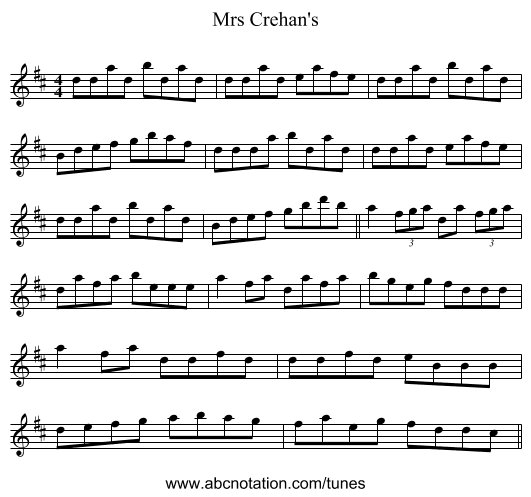 Mrs Crehan's - staff notation