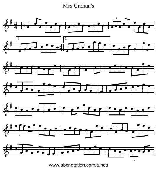 Mrs Crehan's - staff notation