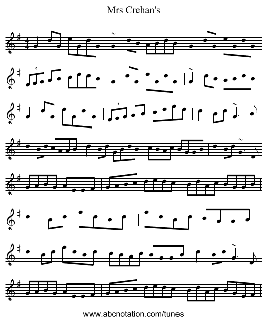 Mrs Crehan's - staff notation